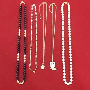 3 for $30 Lot of 5 Necklaces Fashion Jewelry Owl Cupcake Charms Beaded Gold